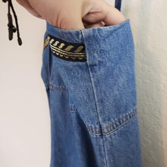 Vintage Denim Square Neck Tank Dress Women's  Medium Y2K Boho Western - Picture 6 of 11